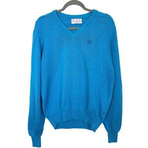 Vintage Lady Pickering Golf Sweater V-Neck Turquoise 60s 70s Preppy Old Money